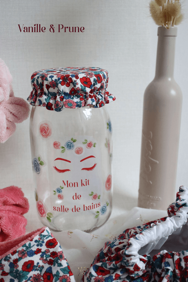 Kit Beauté zero déchet fleuri et son bocal déco assorti offert !