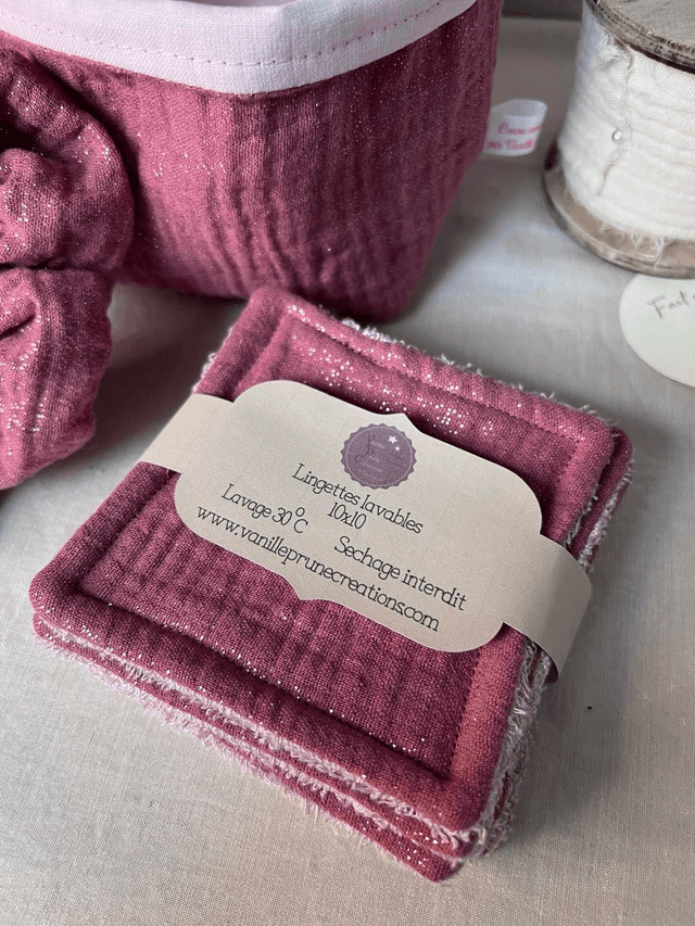 Assortiment douceur lingettes lavables, panier assorti et son chouchou