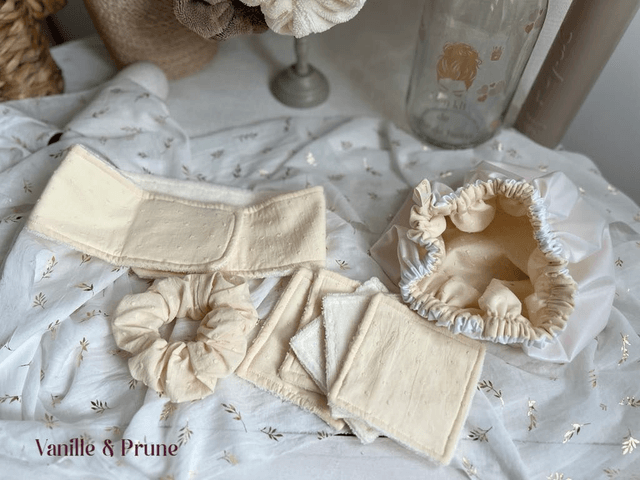 Kit Beauté zéro déchet minimaliste écru, blanc et son bocal déco assorti offert ! 