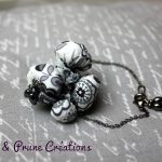 Bracelet grappe perles textiles grises Liberty® hématite