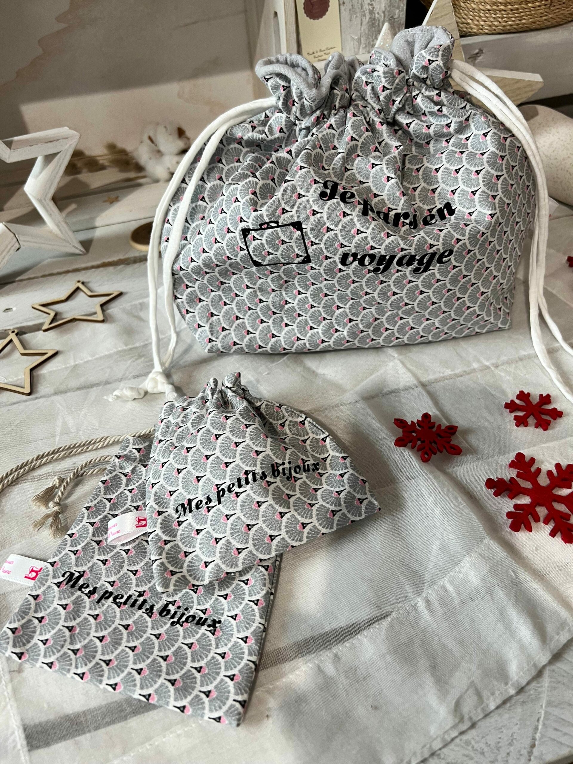 Grand sac cadeau de Noël en coton BIO • Elodie Plume